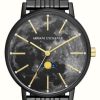 Men'S Armani Exchange | Armani Exchange Women'S | Black Moonphase Dial | Black Stainless Steel Bracelet