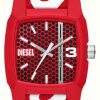 Men'S Diesel | Diesel Cliffhanger | Red Patterned Dial | Red Recycled Ocean Plastic Strep