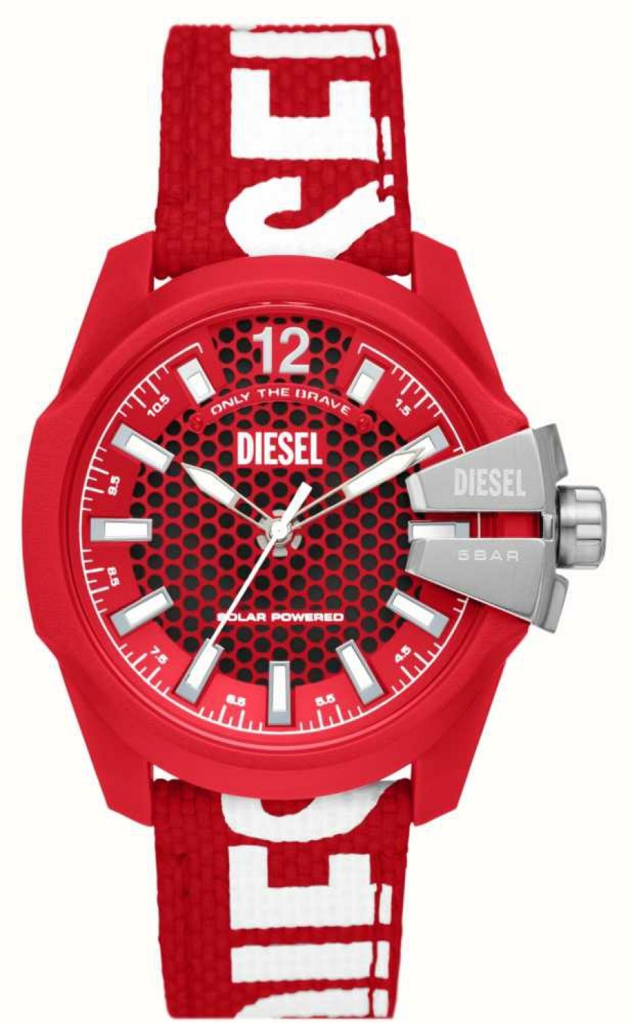 Men'S Diesel | Diesel Baby Chief | Red And Black Dial | Red Recycled Ocean Plastic Strap