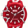 Men'S Diesel | Diesel Griffed | Red Dial | Red Recycled Ocean Plastic Strap