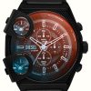 Men'S Diesel | Diesel Sideshow | Black Chronograph Dial | Black Silicone Strap