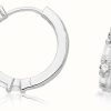 Jewelry James Moore | James Moore Th Silver Rhodium Plated Baguette Cubic Zirconia Huggie Hoop Earrings