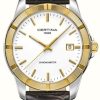 Men'S Certina | Certina Ds Jubile Quartz (40Mm) 18Ct Gold Bezel / White Dial / Brown Leather