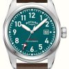 Men'S Rotary | Rotary Commando | Green Dial | Brown Leather Strap