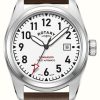 Men'S Rotary | Rotary Commando | White Dial | Brown Leather Strap