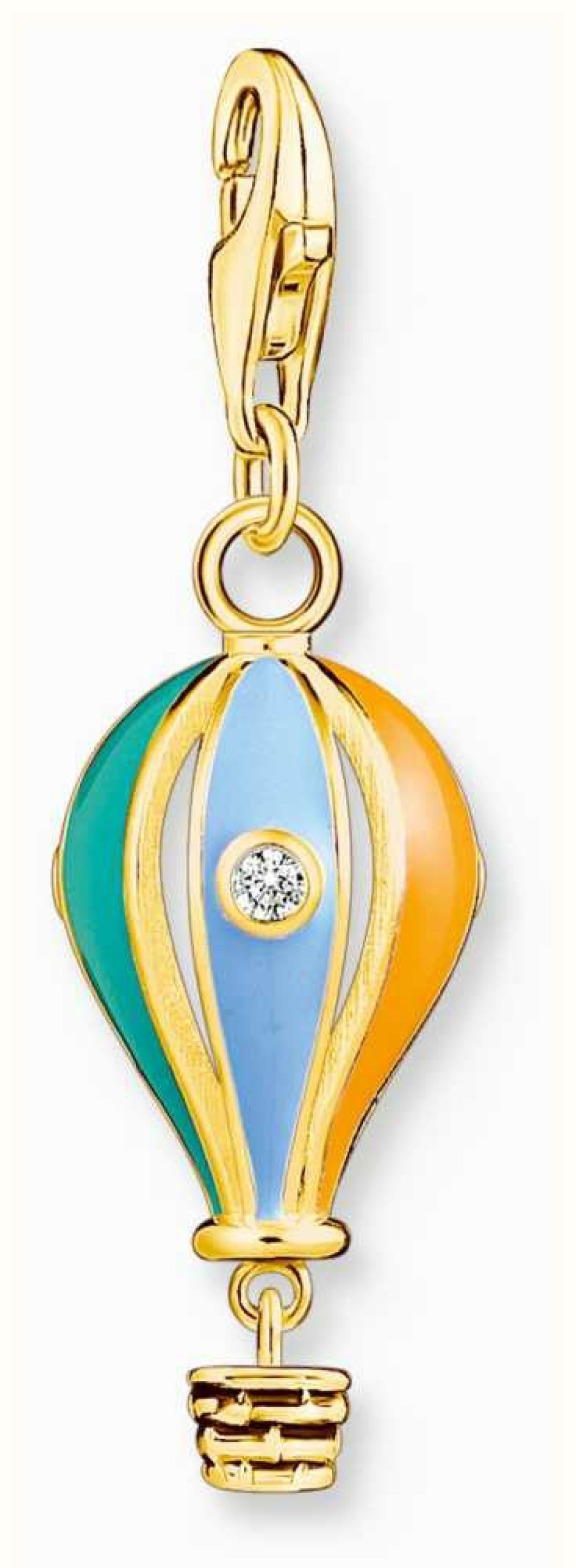 Jewelry Thomas Sabo Jewellery | Thomas Sabo Hot Air Balloon Charm | Gold Plated Sterling Silver | Enamel And Crystal