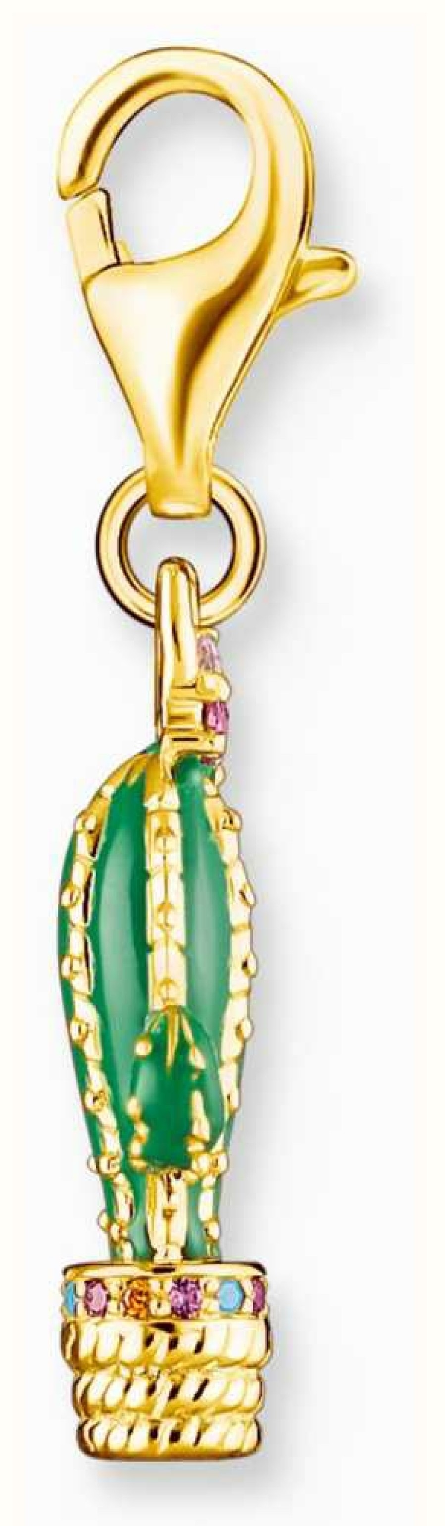 Jewelry Thomas Sabo Jewellery | Thomas Sabo Cactus Charm | Gold Plated Sterling Silver | Enamel And Crystal