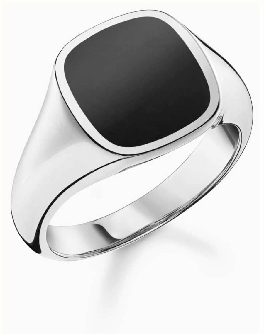 Jewelry Thomas Sabo Jewellery | Thomas Sabo Classic Black Ring | Sterling Silver | Onyx | Eu 62 (Uk T 1/2 - U)