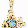 Jewelry Thomas Sabo Jewellery | Thomas Sabo Fish Charm | Gold Plated Sterling Silver | Crystal Set