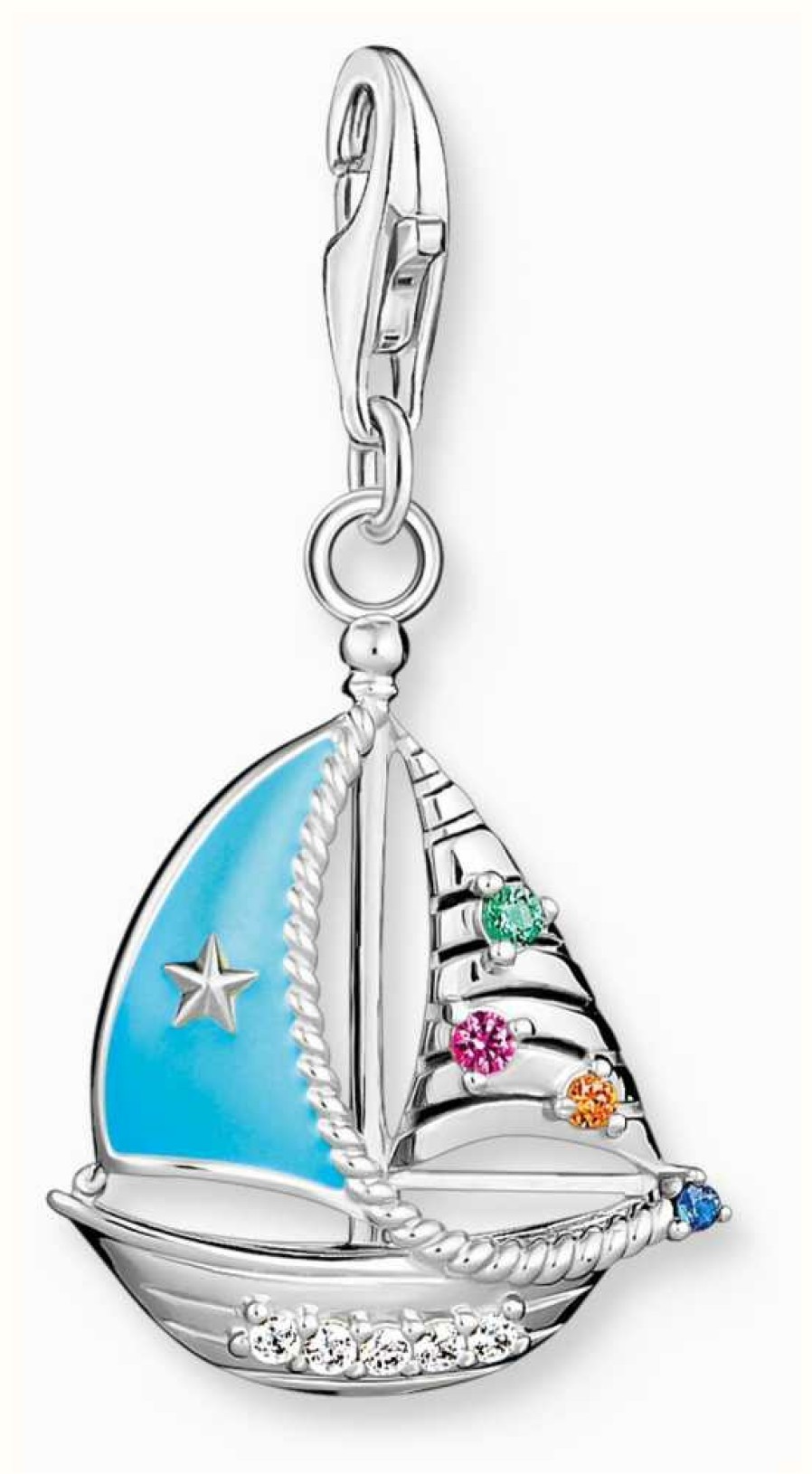 Jewelry Thomas Sabo Jewellery | Thomas Sabo Sailing Boat Charm | Sterling Silver | Enamel And Crystal