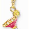 Jewelry Thomas Sabo Jewellery | Thomas Sabo Red Cocktail Glass Charm | Gold Plated Sterling Silver | Enamel And Crystal