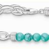 Jewelry Thomas Sabo Jewellery | Thomas Sabo Sterling Silver Bracelet | Turquoise Beads | Charm Bracelet Chain | 17Cm