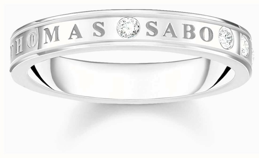 Jewelry Thomas Sabo Jewellery | Thomas Sabo Logo Ring | Sterling Silver | Cubic Zirconia | Ring Size 54/N