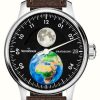 Men'S MeisterSinger | Meistersinger Edition Best Friends Ms Luna Automatic Limited Edition (250 Pieces) Brown Vegan Leather Strap