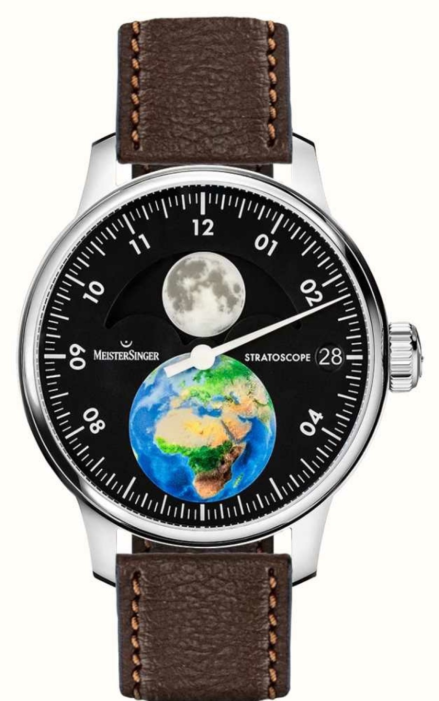 Men'S MeisterSinger | Meistersinger Edition Best Friends Ms Luna Automatic Limited Edition (250 Pieces) Brown Vegan Leather Strap