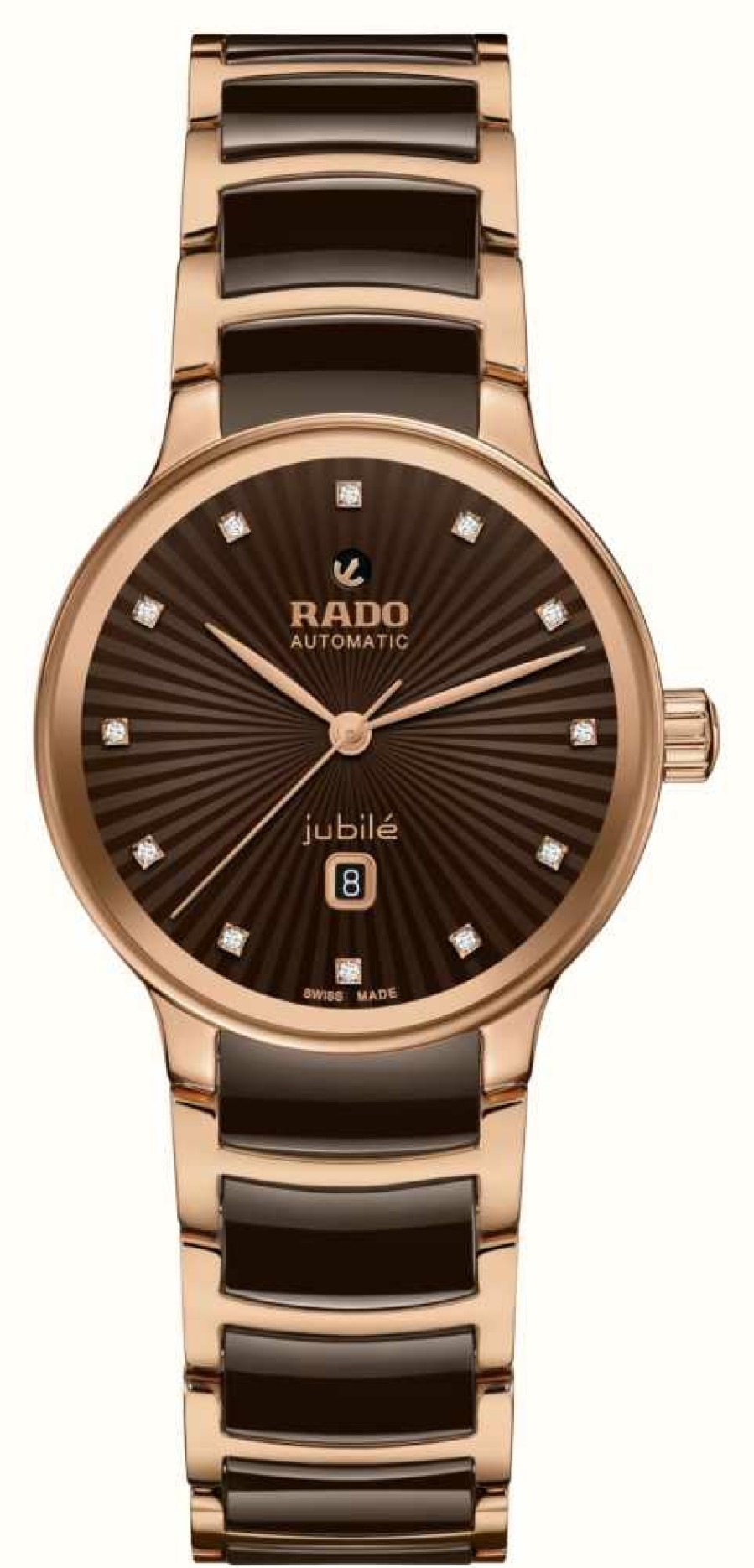 Men'S RADO | Rado Centrix Diamonds Automatic (30.5Mm) Brown Dial / Brown High-Tech Ceramic & Pvd Stainless Steel