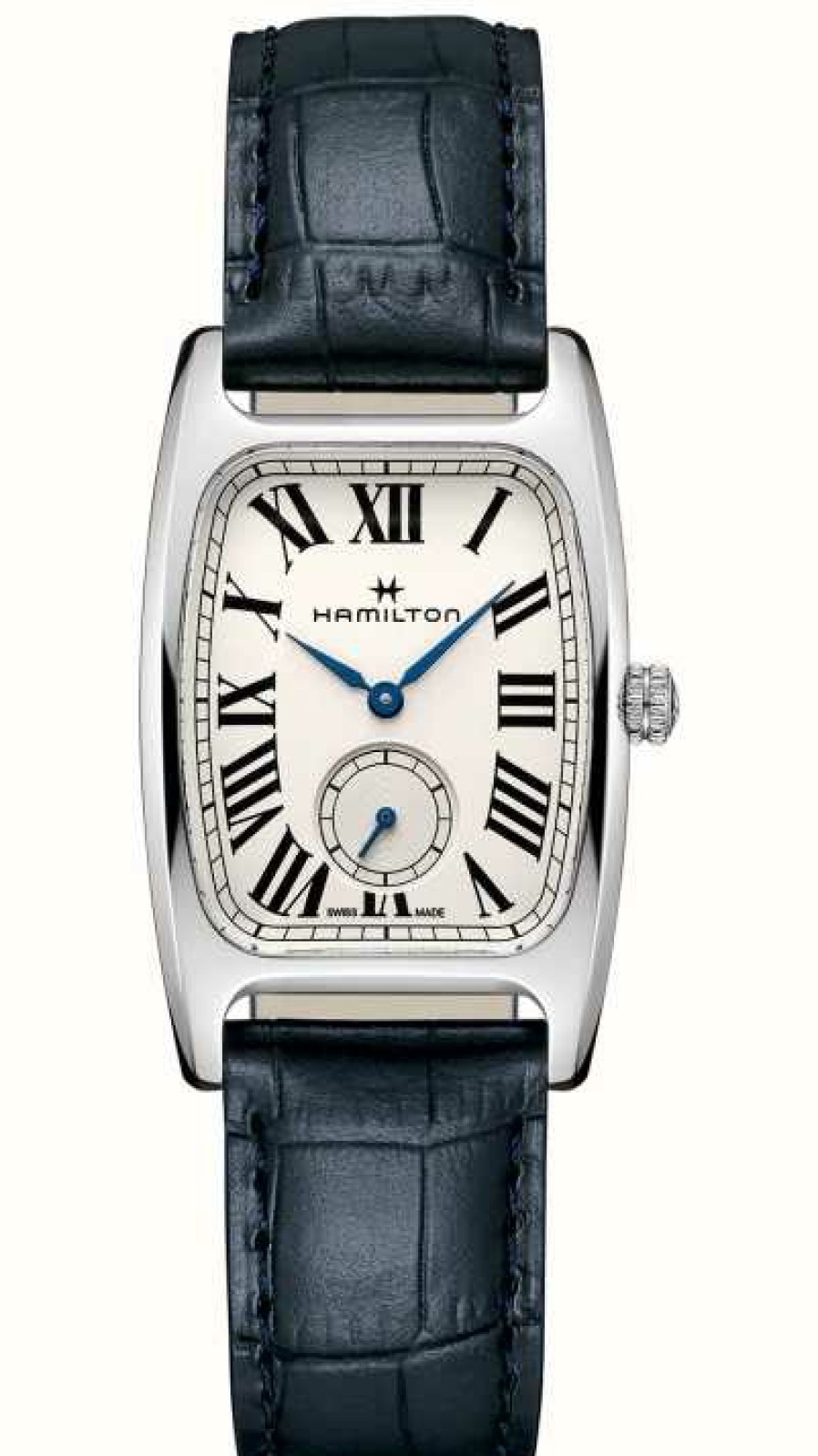 Men'S Hamilton | Hamilton American Classic Boulton Small Second Quartz (27.3Mm) White Dial / Dark Blue Leather Strap