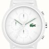 Men'S Lacoste | Lacoste Men'S 12.12 Chrono | White Dial | White Silicone Strap