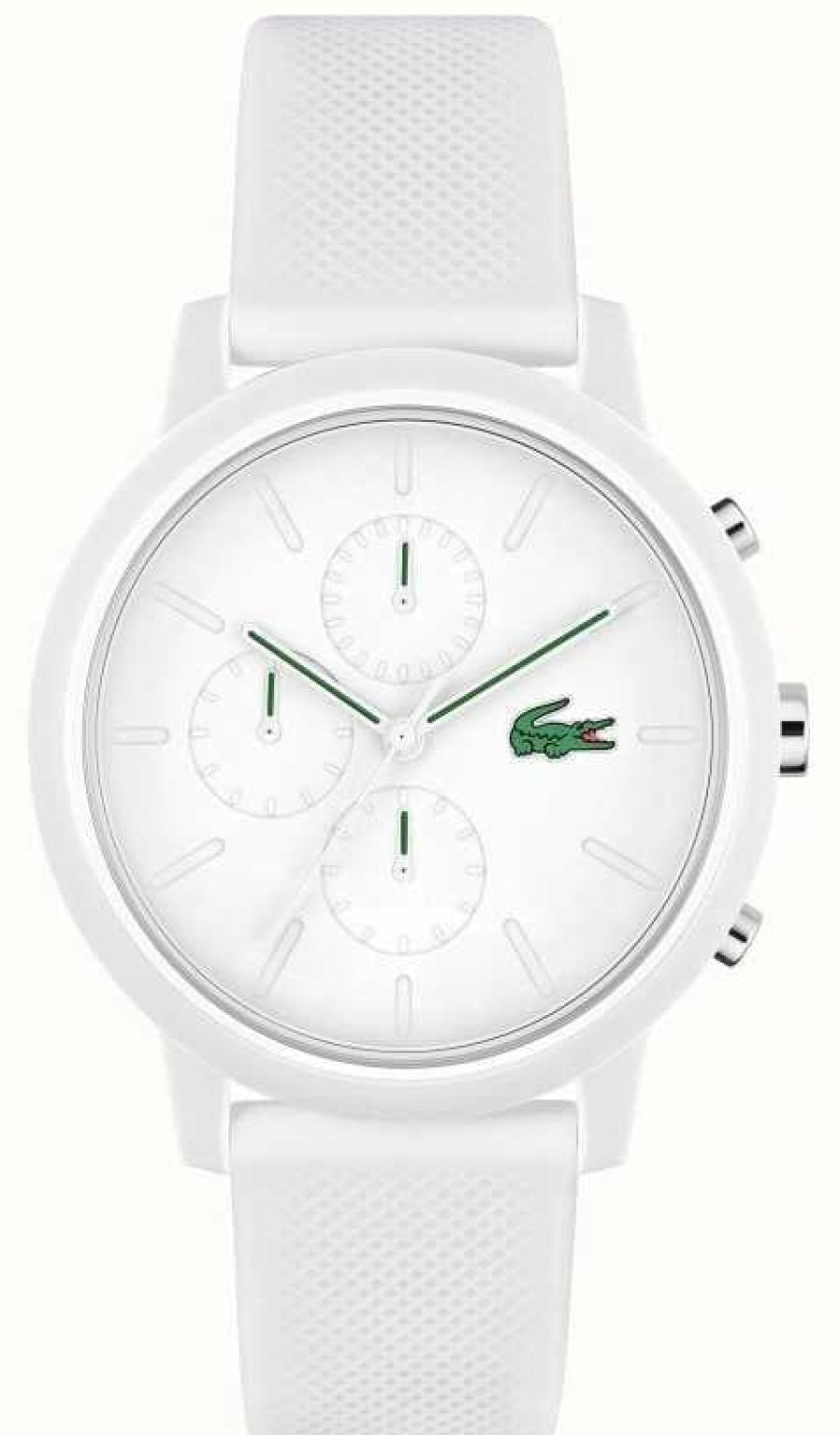 Men'S Lacoste | Lacoste Men'S 12.12 Chrono | White Dial | White Silicone Strap