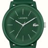 Men'S Lacoste | Lacoste Men'S 12.12 | Green Dial | Green Silicone Strap