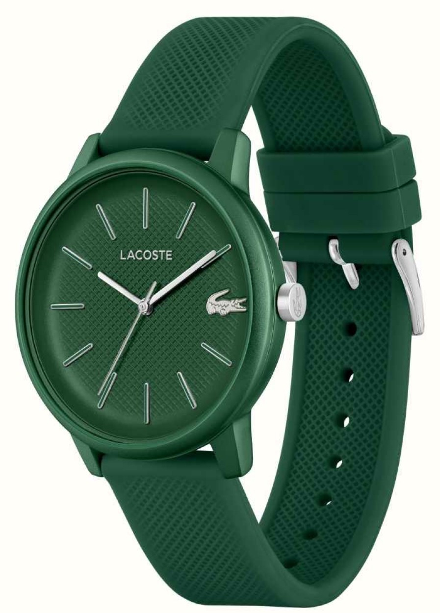 Men'S Lacoste | Lacoste Men'S 12.12 | Green Dial | Green Silicone Strap