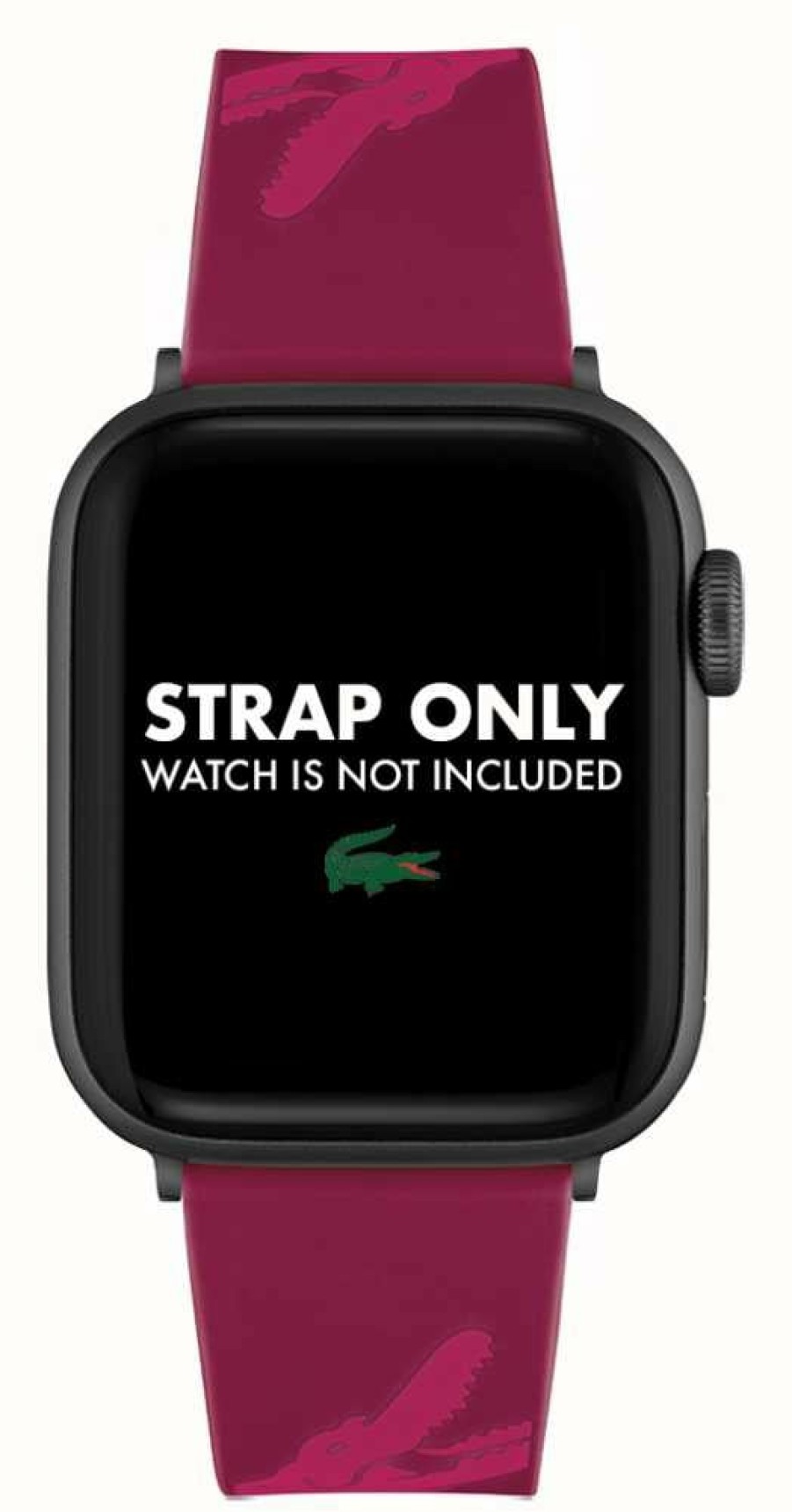 Men'S Lacoste | Lacoste Apple Watch Strap (38/40Mm) Crocodile Print Burgundy Silicone