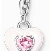 Jewelry Thomas Sabo Jewellery | Thomas Sabo Pink Heart Charm | Sterling Silver | Crystal Set