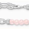 Jewelry Thomas Sabo Jewellery | Thomas Sabo Sterling Silver Bracelet | Rose Quartz Beads | Charm Bracelet | 19Cm