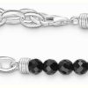 Jewelry Thomas Sabo Jewellery | Thomas Sabo Sterling Silver Bracelet | Black Onyx Beads | Charm Bracelet Chain | 19Cm