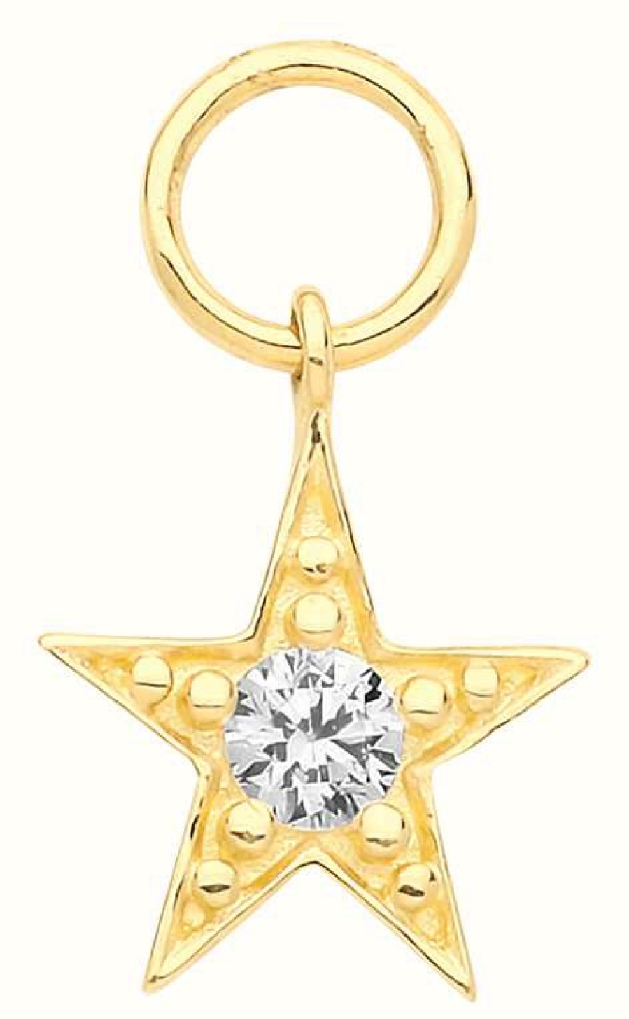 Jewelry James Moore | James Moore Th 9Ct Yellow Gold 5 Point Centre Cubic Zirconia Star Single Earring Charm