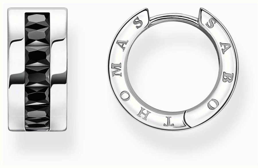 Jewelry Thomas Sabo Jewellery | Thomas Sabo Hoop Earrings | Sterling Silver | Black Zirconia