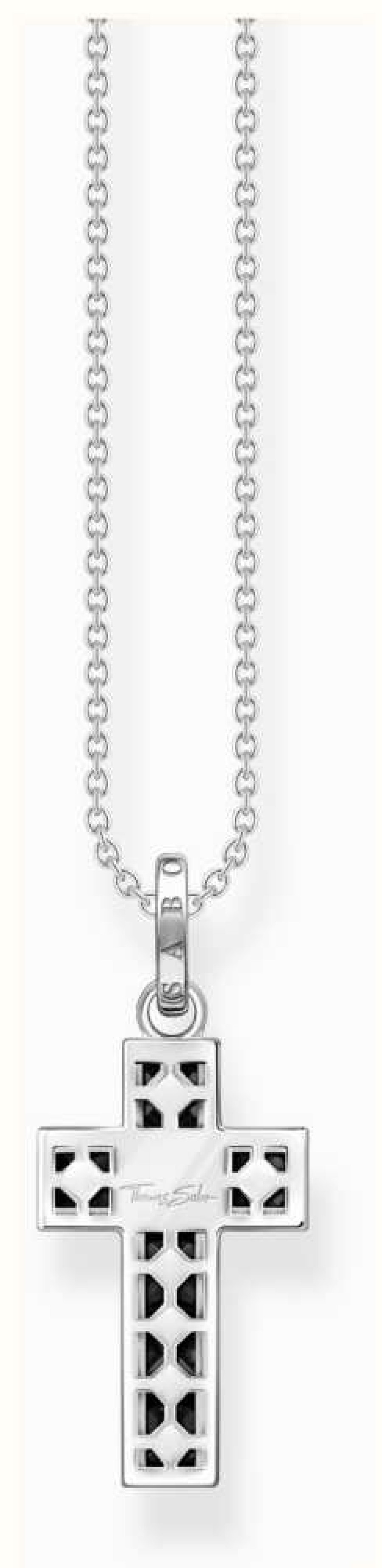 Jewelry Thomas Sabo Jewellery | Thomas Sabo Cross Pendant Necklace | Sterling Silver | Black Zirconia | 45Cm