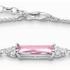 Jewelry Thomas Sabo Jewellery | Thomas Sabo Bracelet | Sterling Silver | Pink And White Crystals | 19Cm