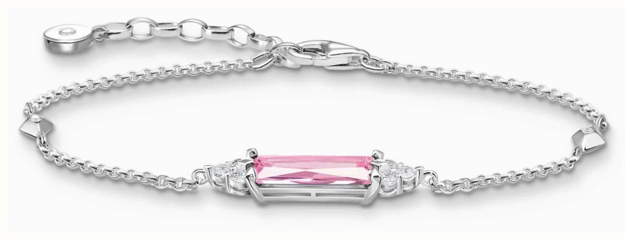 Jewelry Thomas Sabo Jewellery | Thomas Sabo Bracelet | Sterling Silver | Pink And White Crystals | 19Cm