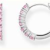 Jewelry Thomas Sabo Jewellery | Thomas Sabo Hoop Earrings | Sterling Silver | Pave Pink Baguette Zirconia