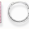 Jewelry Thomas Sabo Jewellery | Thomas Sabo Hoop Earrings | Sterling Silver | Pink Princess-Cut Zirconia Pave