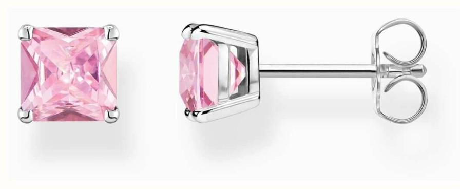 Jewelry Thomas Sabo Jewellery | Thomas Sabo Stud Earrings | Sterling Silver | Pink Square Crystals