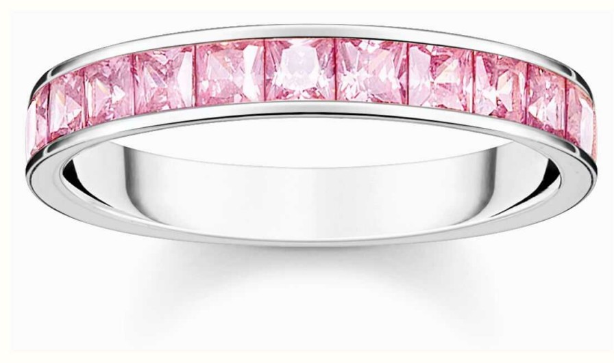 Jewelry Thomas Sabo Jewellery | Thomas Sabo Pink Pave Ring | Sterling Silver | Pink Cubic Zirconia | Eu 56 Uk P