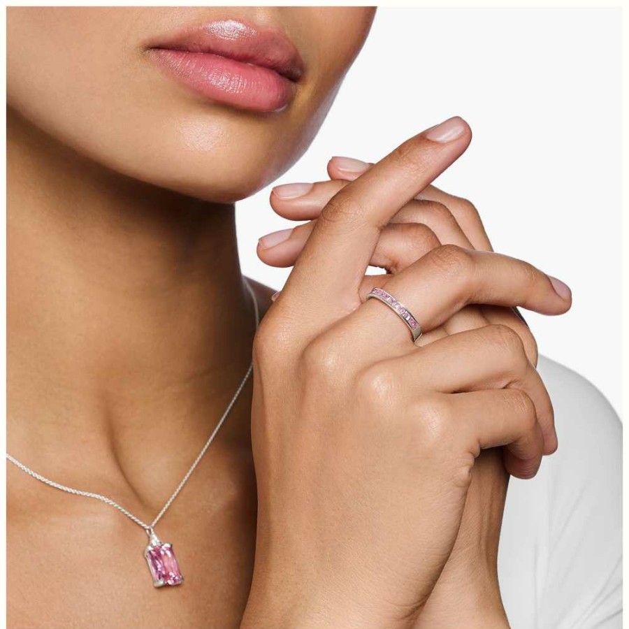 Jewelry Thomas Sabo Jewellery | Thomas Sabo Pink Pave Ring | Sterling Silver | Pink Cubic Zirconia | Eu 56 Uk P