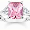 Jewelry Thomas Sabo Jewellery | Thomas Sabo Pink Crystal Ring | Sterling Silver | Eu 54 Uk N