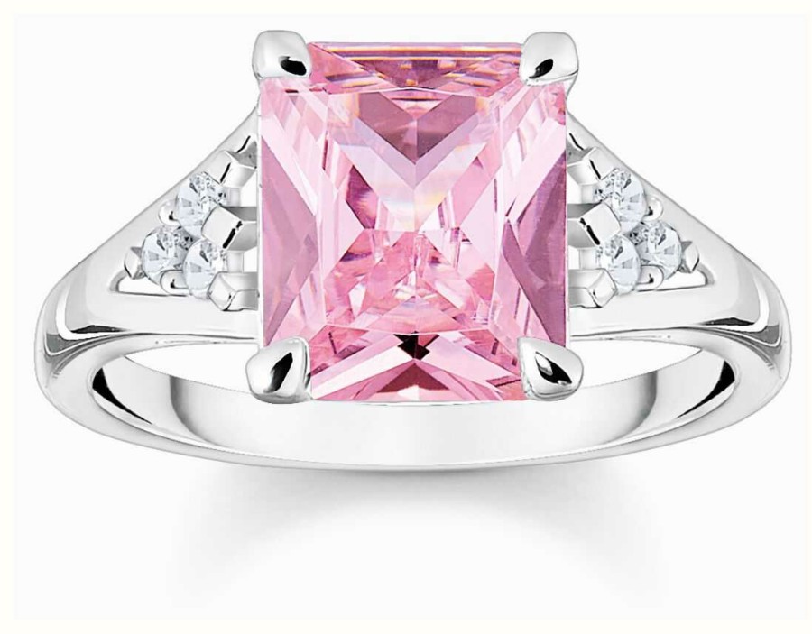 Jewelry Thomas Sabo Jewellery | Thomas Sabo Pink Crystal Ring | Sterling Silver | Eu 56 Uk P