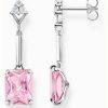 Jewelry Thomas Sabo Jewellery | Thomas Sabo Drop Stud Earrings | Sterling Silver | Pink Crystal