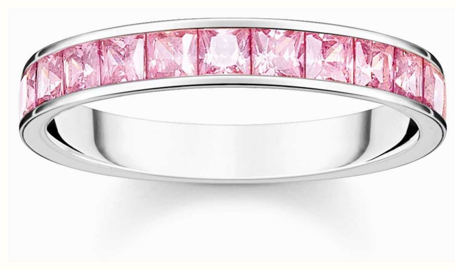 Jewelry Thomas Sabo Jewellery | Thomas Sabo Pink Pave Ring | Sterling Silver | Pink Cubic Zirconia | Eu 54 Uk N