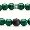 Jewelry Thomas Sabo Jewellery | Thomas Sabo Bracelet Black Cat Green Rebel At Heart Sterling Silver