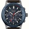 Men'S BOSS | Boss Men'S Solgrade Solar Powered | Blue Chronograph Dial | Brown Leather Strap