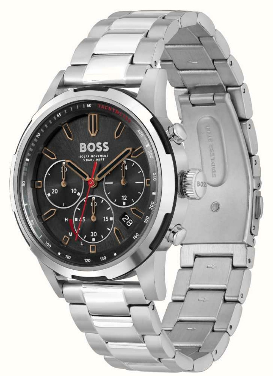 Men'S BOSS | Boss Men'S Solgrade Solar Powered | Black Chronograph Dial | Stainless Steel Bracelet