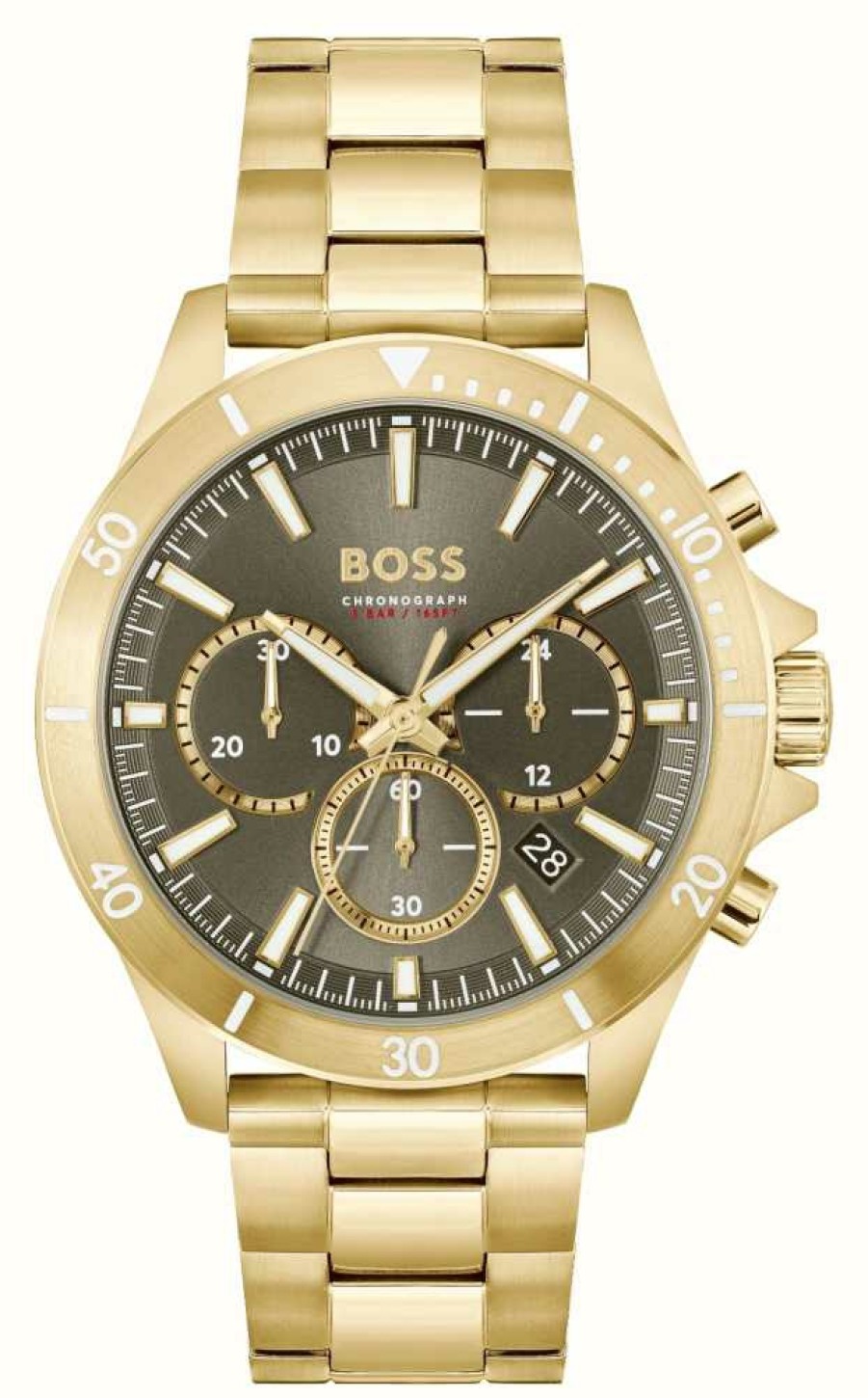 Men'S BOSS | Boss Men'S Troper | Khaki Chronograph Dial | Gold Stainless Steel Bracelet