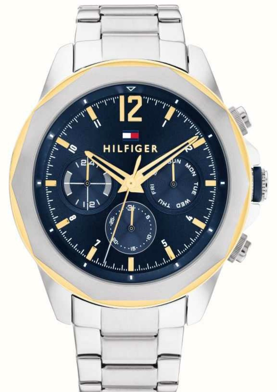 Men'S Tommy Hilfiger | Tommy Hilfiger Men'S | Blue Dial | Two-Tone Bezel | Stainless Steel Bracelet