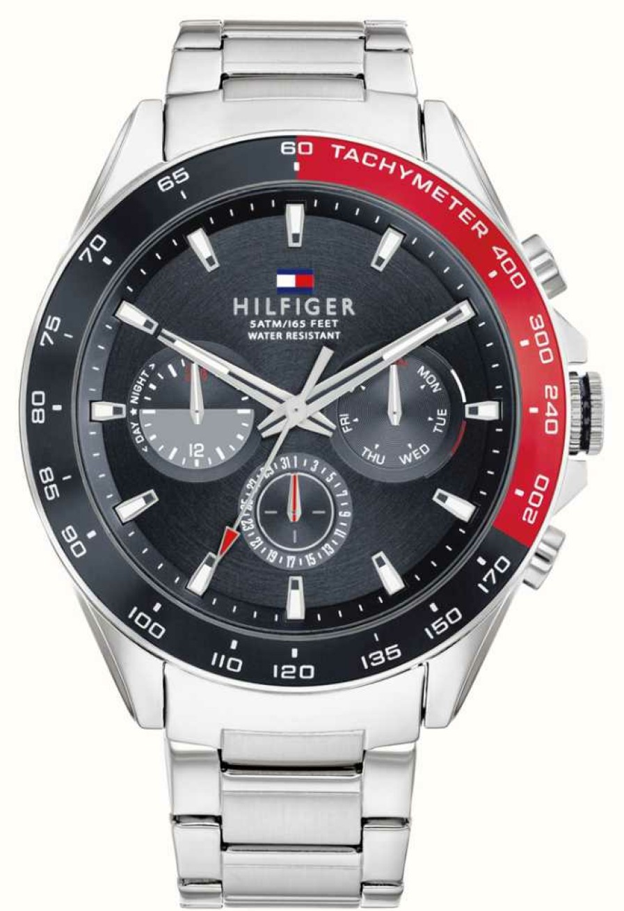 Men'S Tommy Hilfiger | Tommy Hilfiger Blue Dial | Colour Block Bezel | Stainless Steel Bracelet