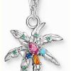 Jewelry Thomas Sabo Jewellery | Thomas Sabo Palm Tree Charm Pendant | Sterling Silver | Multicoloured Crystals